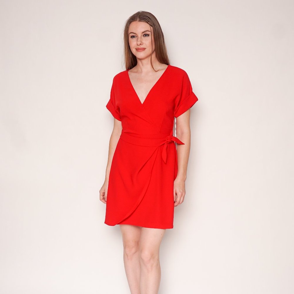AMANDA UPRICHARD Manolo V-Neck Faux-Wrap Dress NWT - Picture 7 of 7